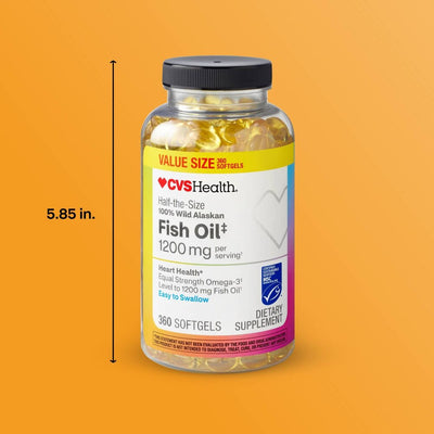 CVS Health Half-the-Size 100% Wild Alaskan Fish Oil Twin Pack, 1000mg, 720 CT