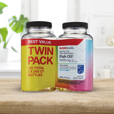 CVS Health Half-the-Size 100% Wild Alaskan Fish Oil Twin Pack, 1000mg, 720 CT